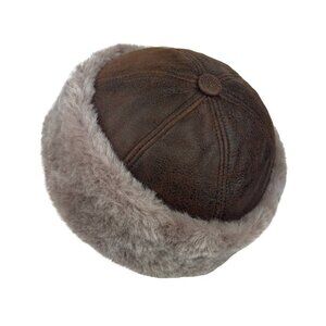 Real Leather Sheepskin Fur Beanie Hat Unisex